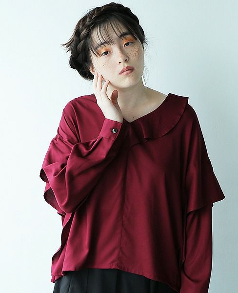 JUN OKAMOTO.赤ワインとオリーブ漬けのような関係のトップス[TOP-33192/BORDEAUX]