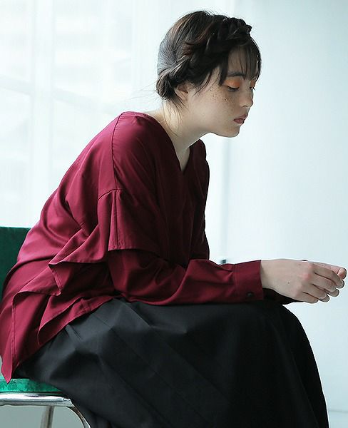 JUN OKAMOTO.赤ワインとオリーブ漬けのような関係のトップス[TOP-33192/BORDEAUX]