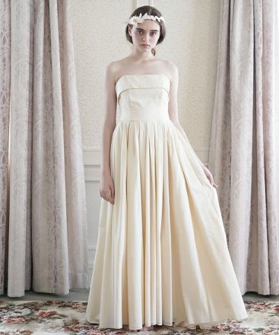Palm wedding order made<br>hoshi オーガニックコットン編上げローウエストタックドレス