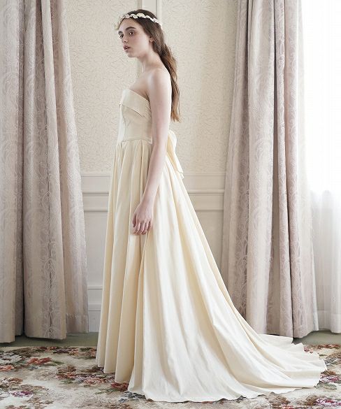 Palm wedding order made.hoshi オーガニックコットン編上げローウエストタックドレス