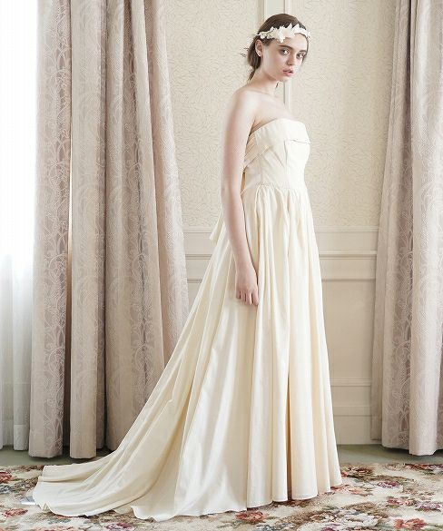 Palm wedding order made.hoshi オーガニックコットン編上げローウエストタックドレス