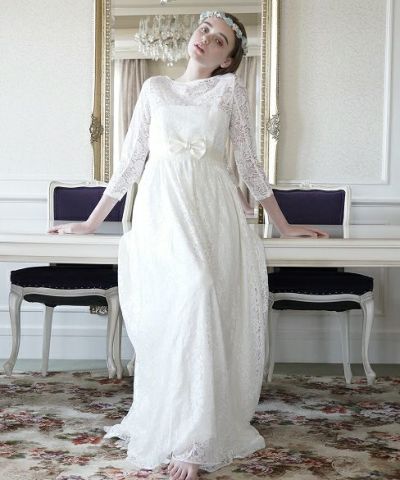Palm wedding order made.hoshi 総レースドレス
