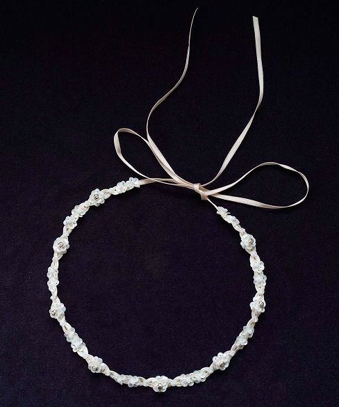 Palm wedding.hoshi アンティークスパンコールフラワー ヘッドリボン