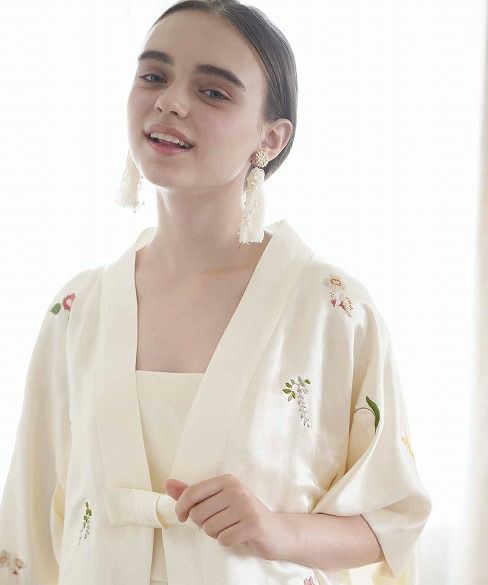 Palm wedding.hoshi アンティークパール付きフリンジイヤリング