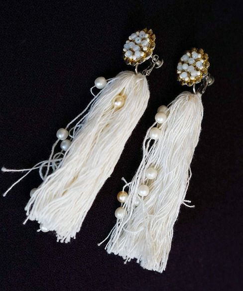 Palm wedding.hoshi アンティークパール付きフリンジイヤリング