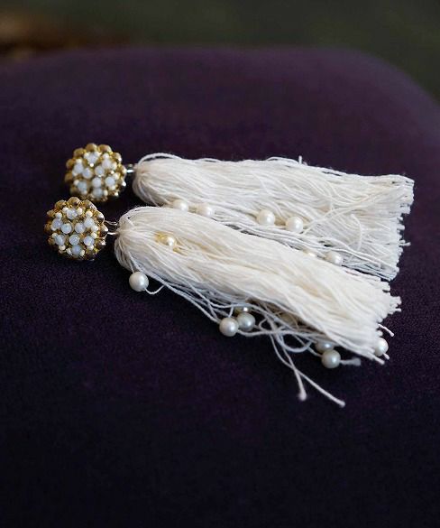 Palm wedding.hoshi アンティークパール付きフリンジイヤリング