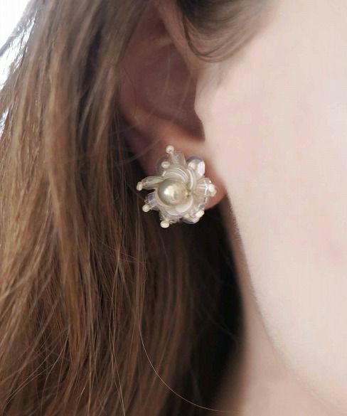 Palm wedding.hoshi アンティークビーズフラワー イヤリング