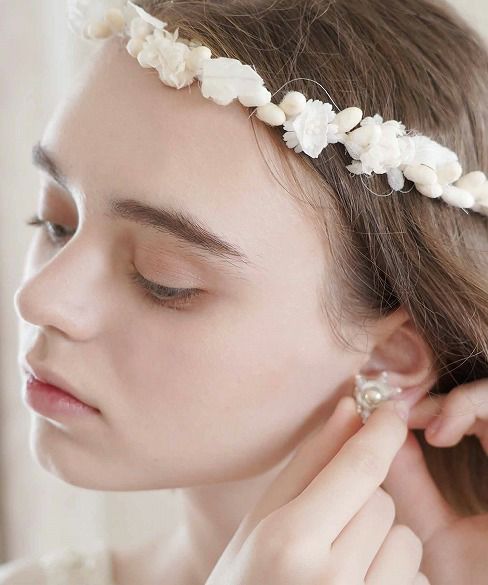 Palm wedding.hoshi アンティークビーズフラワー イヤリング