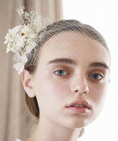 Palm wedding.hoshi ドライ×プリザーブドフラワー ネットヘッドドレス