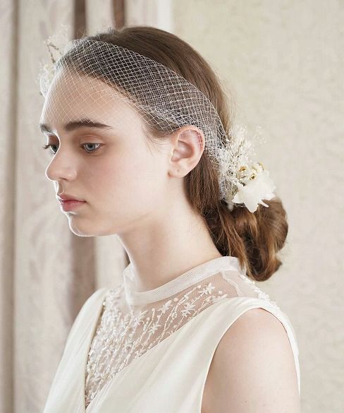 Palm wedding.hoshi ドライ×プリザーブドフラワー ネットヘッドドレス