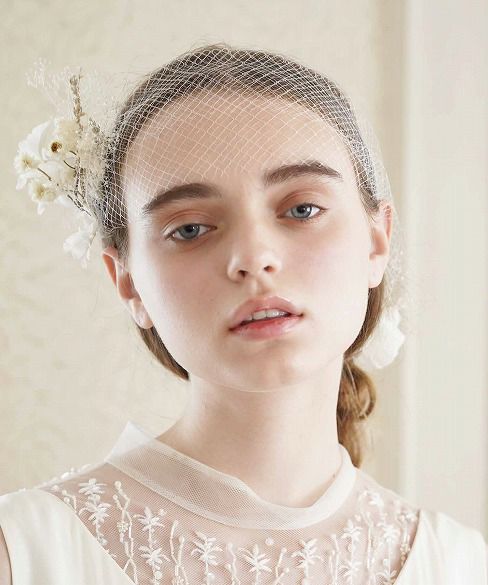 Palm wedding.hoshi ドライ×プリザーブドフラワー ネットヘッドドレス