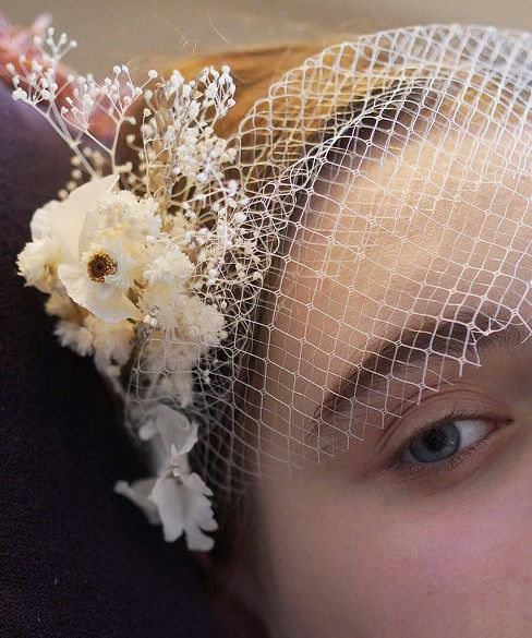 Palm wedding.hoshi ドライ×プリザーブドフラワー ネットヘッドドレス