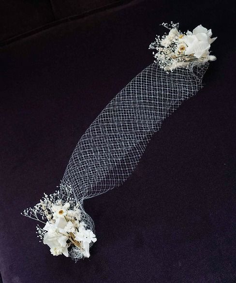 Palm wedding.hoshi ドライ×プリザーブドフラワー ネットヘッドドレス