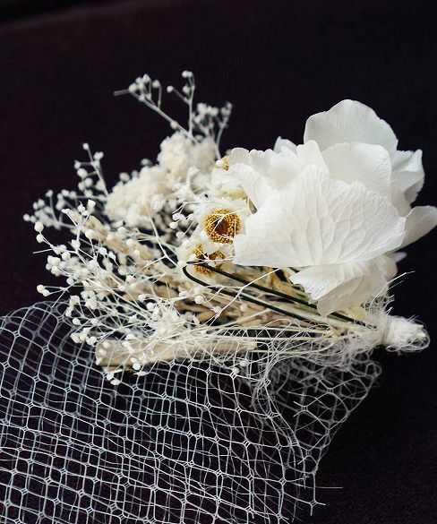 Palm wedding.hoshi ドライ×プリザーブドフラワー ネットヘッドドレス