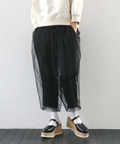 MIYAO ミヤオ tulle pants [MQ-P-06/黒×黒]