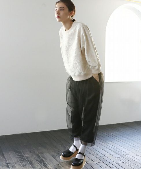 MIYAO ミヤオ.tulle pants [MQ-P-06/黒×黒]