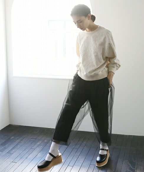 MIYAO ミヤオ.tulle pants [MQ-P-06/黒×黒]