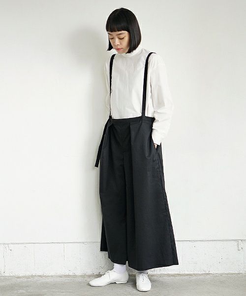 Mochi.モチ.black wide suspenders pants [19SS-P01]