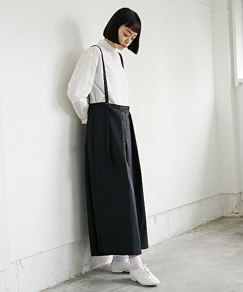 Mochi.モチ.black wide suspenders pants [19SS-P01]