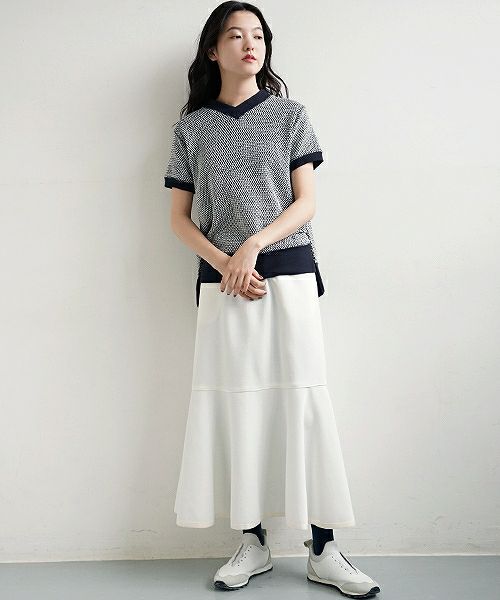 SWANLAKE.バックフレアーニット [CT-1165/OFF-NAVY]