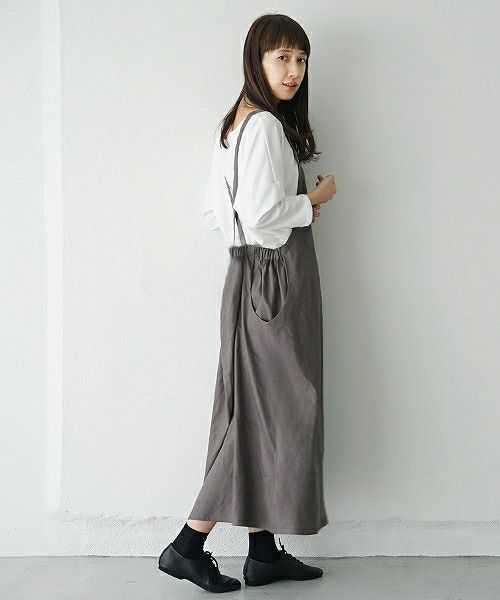 Mochi.モチ.french linen jumper skirt [915-op01/grey]