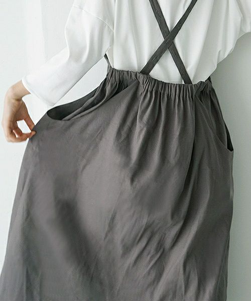 Mochi.モチ.french linen jumper skirt [915-op01/grey]
