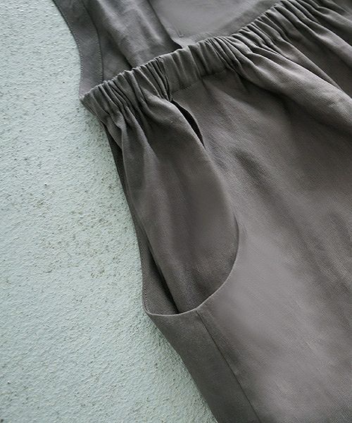 Mochi.モチ.french linen jumper skirt [915-op01/grey]
