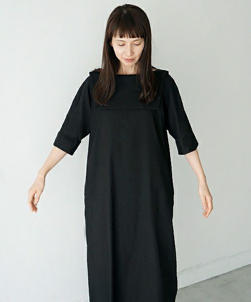 Mochi.モチ.linen dress [915-op02/black]