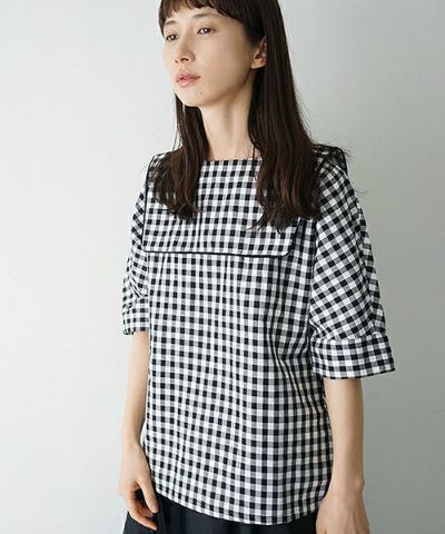 Mochi.モチ.gingham check blouse [915-bl02]