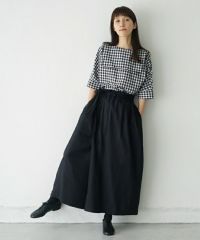 Mochi.モチ.french linen wrap wide pants [black]