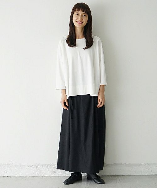 Mochi.モチ.french linen wrap wide pants [black]