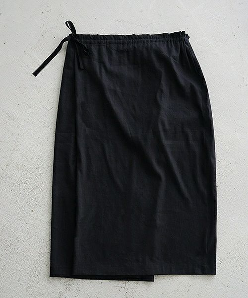 Mochi.モチ.french linen wrap wide pants [black]