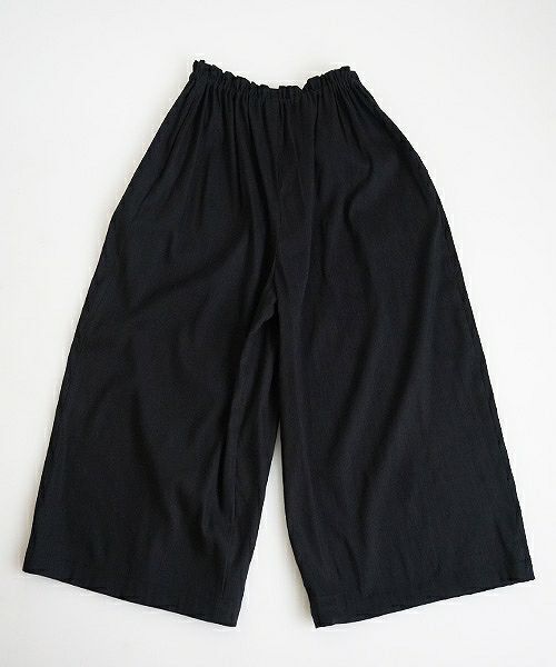 Mochi.モチ.french linen wrap wide pants [black]
