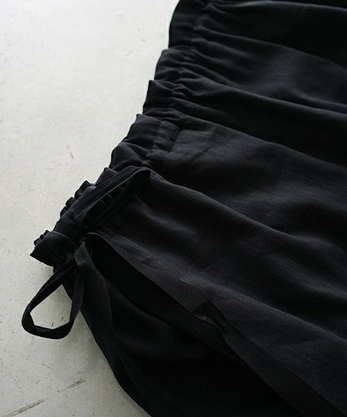 Mochi.モチ.french linen wrap wide pants [black]