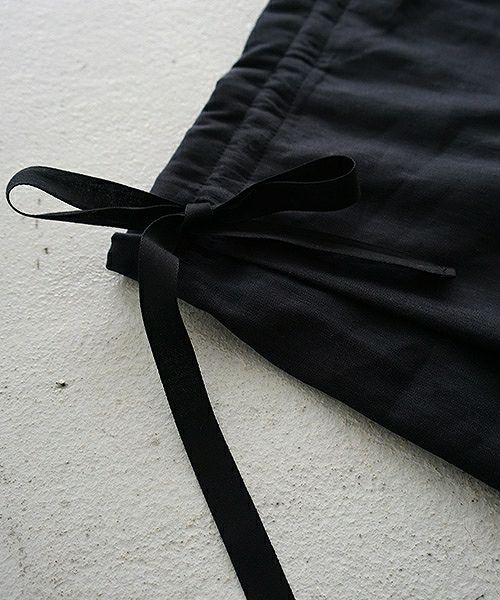 Mochi.モチ.french linen wrap wide pants [black]
