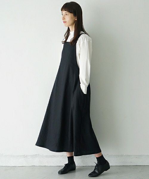Mochi.モチ.french linen jumper skirt [915-op01/black]