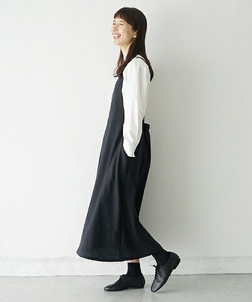 Mochi.モチ.french linen jumper skirt [915-op01/black]