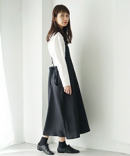 Mochi.モチ.french linen jumper skirt [915-op01/black]