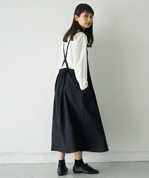 Mochi.モチ.french linen jumper skirt [915-op01/black]