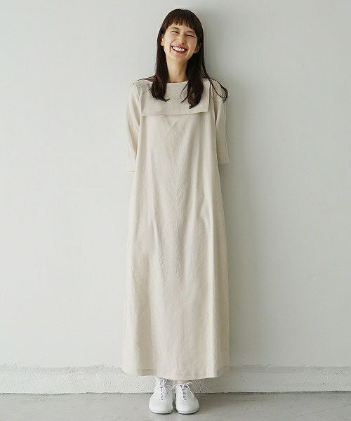 Mochi.モチ.linen dress [915-op02/light beige]