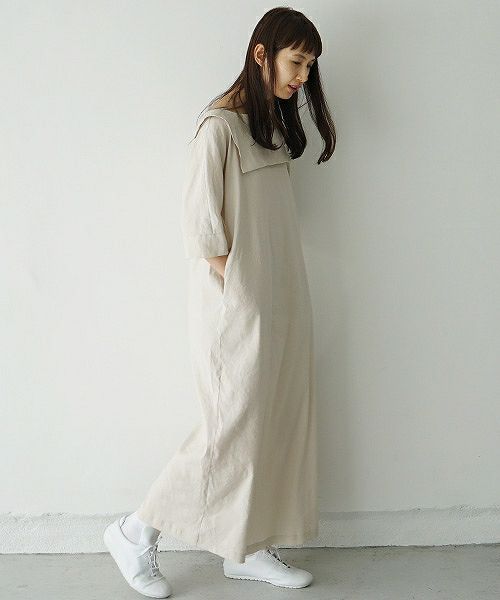 Mochi.モチ.linen dress [915-op02/light beige]