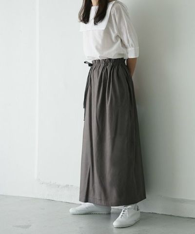 Mochi.モチ.french linen wrap wide pants [charcoal grey]