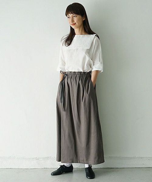 Mochi.モチ.french linen wrap wide pants [charcoal grey]