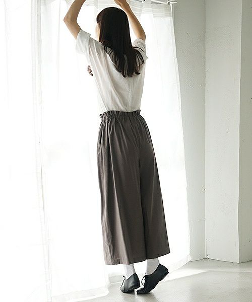 Mochi.モチ.french linen wrap wide pants [charcoal grey]