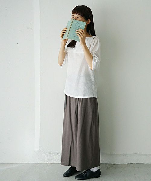 Mochi.モチ.french linen wrap wide pants [charcoal grey]
