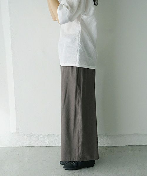 Mochi.モチ.french linen wrap wide pants [charcoal grey]