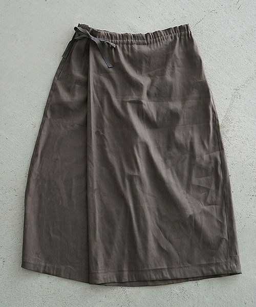 Mochi.モチ.french linen wrap wide pants [charcoal grey]