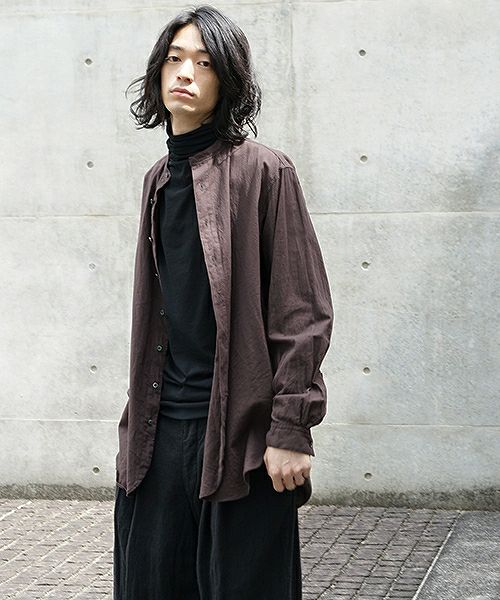 suzuki takayuki スズキタカユキ shirt-peasant shirt[A203-02/dark brown]