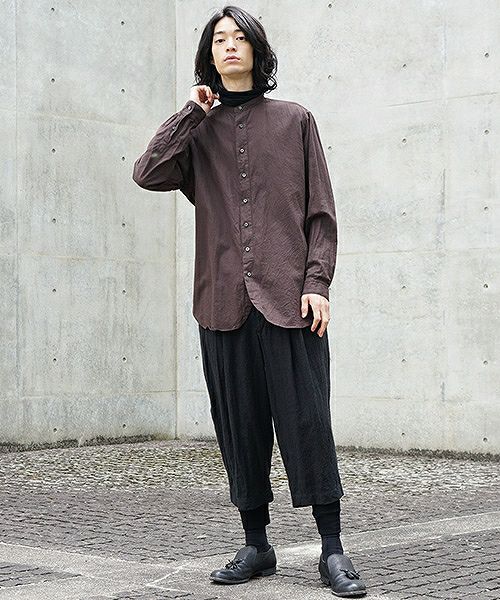 suzuki takayuki スズキタカユキ shirt-peasant shirt[A203-02/dark brown]