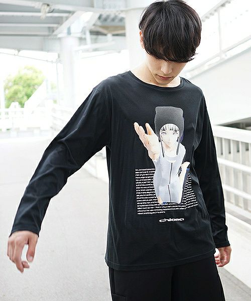 chloma.ロングスリーブTシャツ“connect”[19AUT3/ブラック,ベビーブルー]